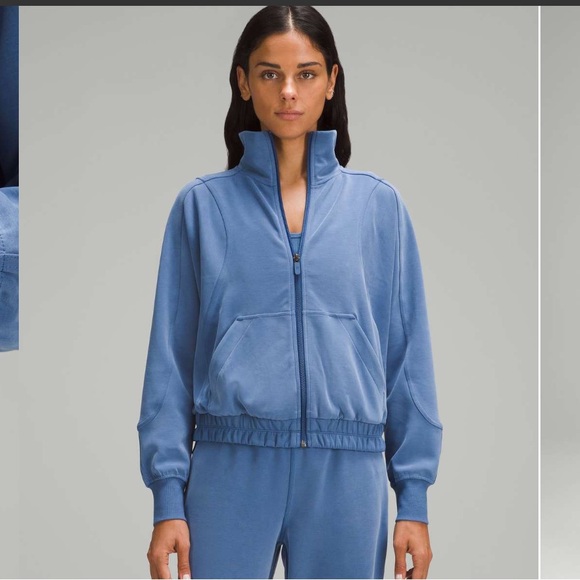 lululemon athletica Jackets & Blazers - Lululemon brushed Softstreme zip up pitch blue sz 4